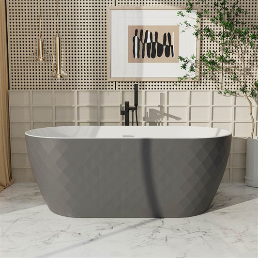 Cada baie freestanding Toscana Gri este un model cu suprafata exterioara in relief tip diamant, finisaje: gri lucios.
