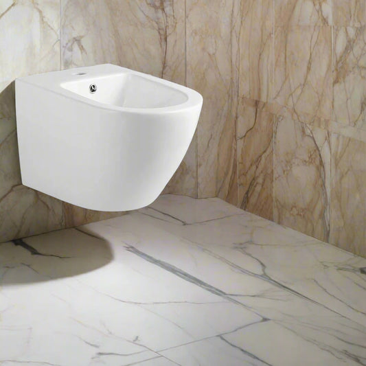 Vas Bideu Suspendat Alb Lucios B206, Ceramică Sanitară, Montaj pe Perete