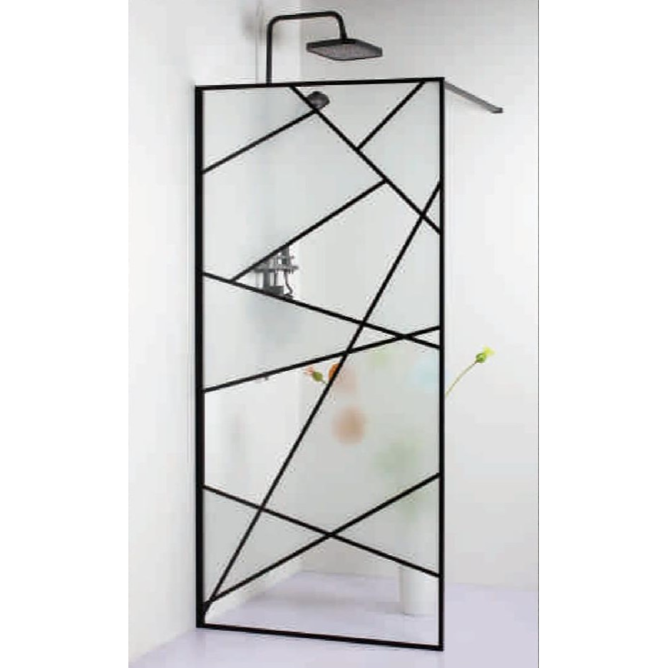 Paravan duș walk-in, sticlă securizată 8 mm, Laser Black 900x1900