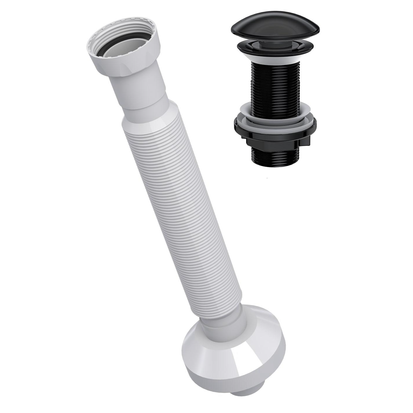 Sifon lavoar 220109 negru fără PP, clic-clac, cap ceramic
