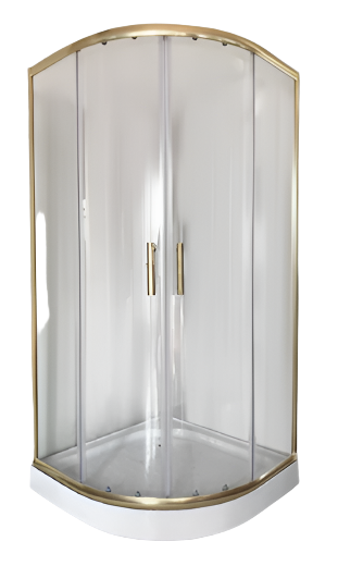 Cabină duș ramă aurie 90x90