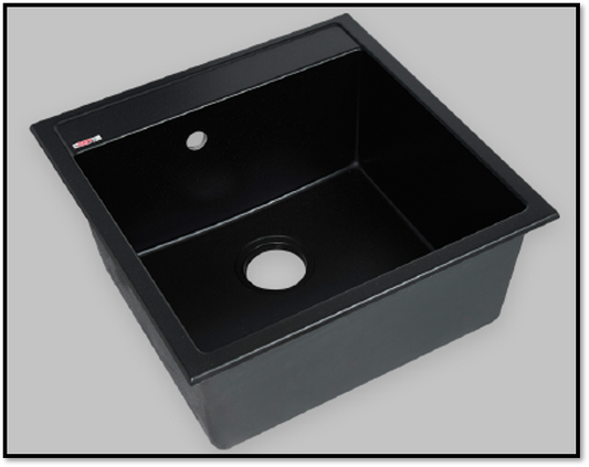 Chiuvetă compozit Ikarus 50 (50x50), crem/negru/gri, sifon inclus