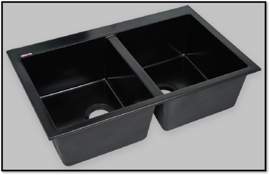 Chiuvetă compozit Hermes 80 (50x80), crem/negru/gri, sifon inclus