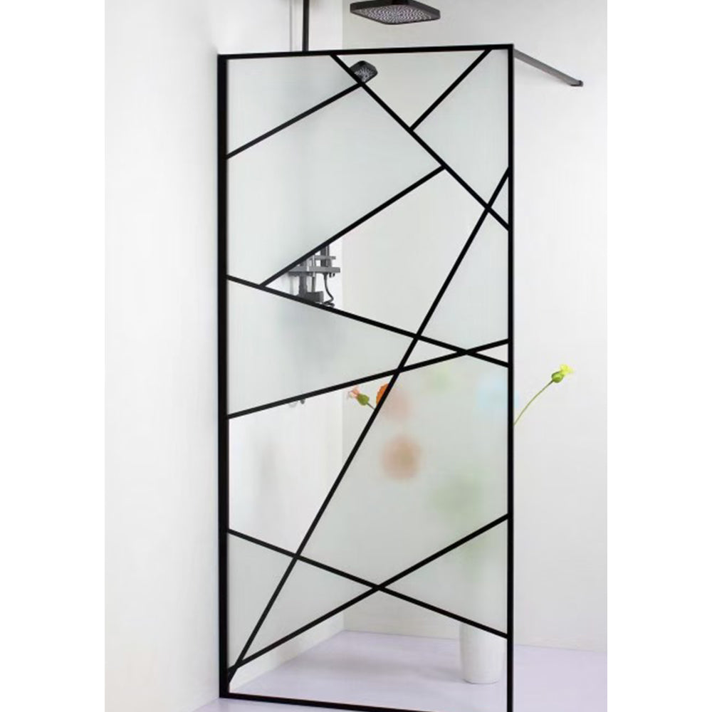 Paravan duș walk-in, sticlă securizată 8 mm, Laser Black 900x1900