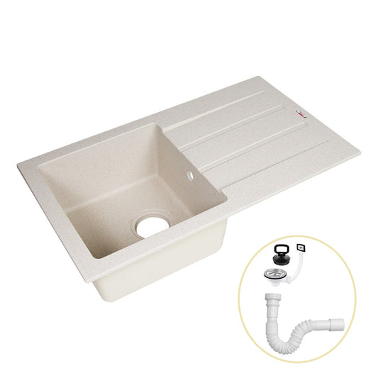 Chiuvetă compozit Aura 75 (43x75), crem/negru/gri, sifon inclus