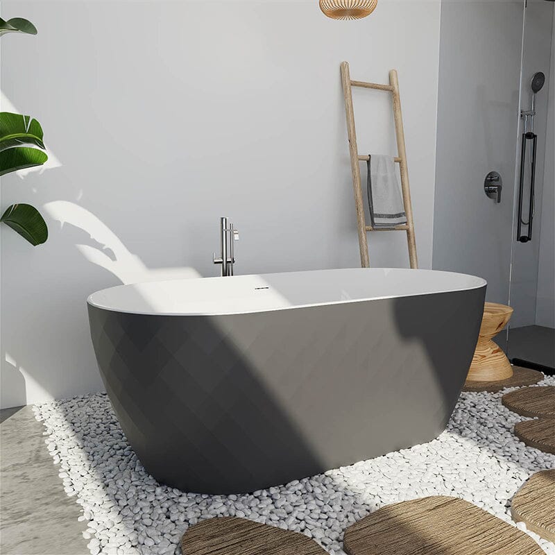 Cada baie freestanding Toscana Gri este un model cu suprafata exterioara in relief tip diamant, finisaje: gri lucios.