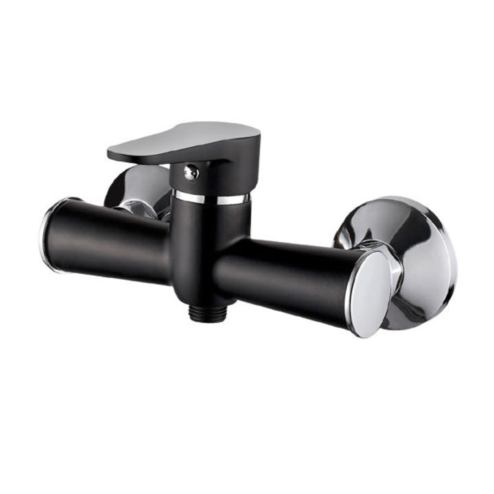 Baterie pentru dus neagra, monocomanda, finisaj negru mat, montaj pe perete, cartus ceramic.