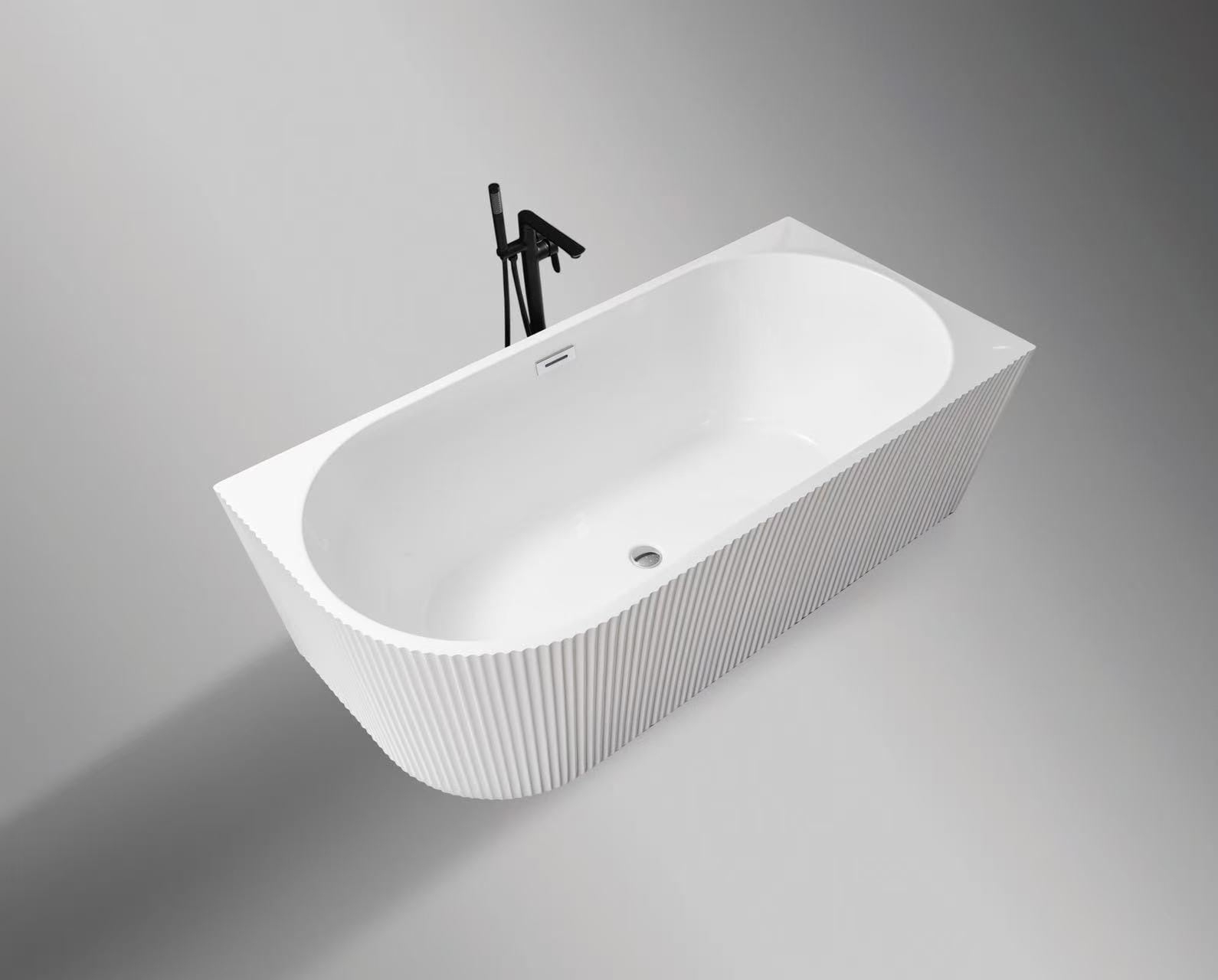 Cada baie freestanding Parma riflat, alb, Dreapta