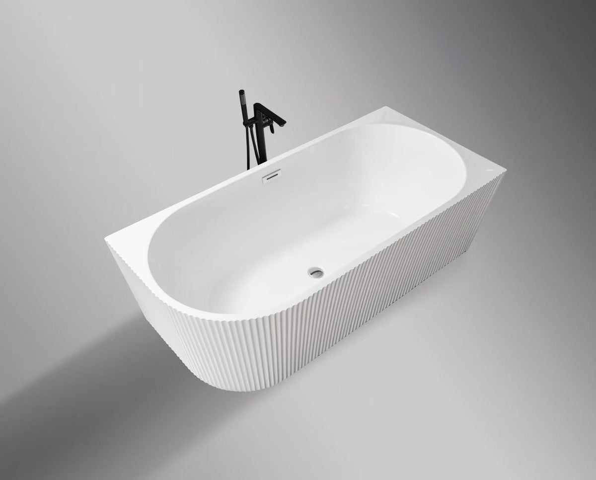 Cada baie freestanding Parma riflat, alb, Dreapta