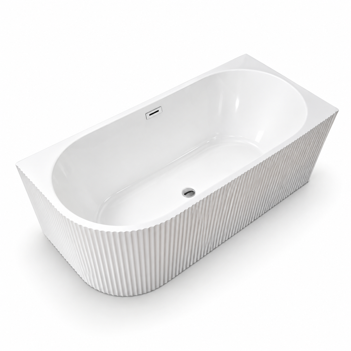 Cada baie freestanding Parma riflat, alb, Dreapta