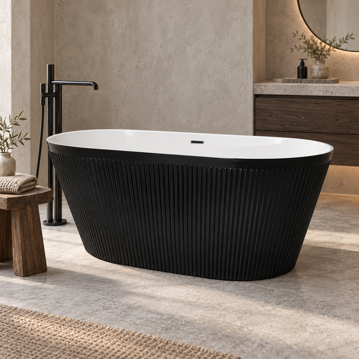 Cada baie freestanding Florenta neagra