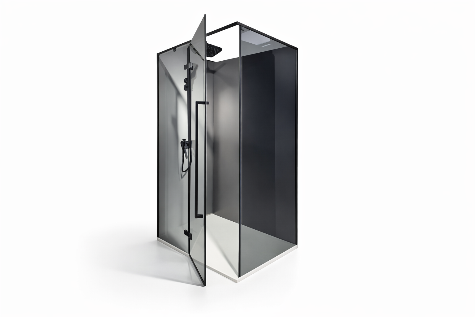 Cabina dus HYDRA 80x120 dreptunghiulara BLA-80120, sticla fumurie securizata 8 mm, profil negru mat