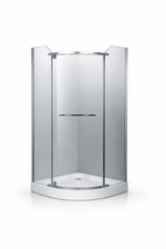 Cabina dus semi-rotunda 90x90, balama, prinderi si manere inox, grosime sticla 6 mm. Cadita este inclusa in pret!
