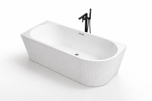 Cada baie freestanding Parma riflat, alb, Stanga & Dreapta