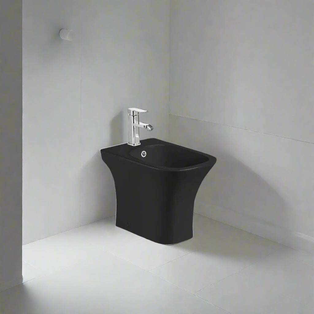 Vas Bideu Negru Mat T2065, Montaj pe Pardoseală, Ceramică Sanitară cu Orificiu pentru Baterie