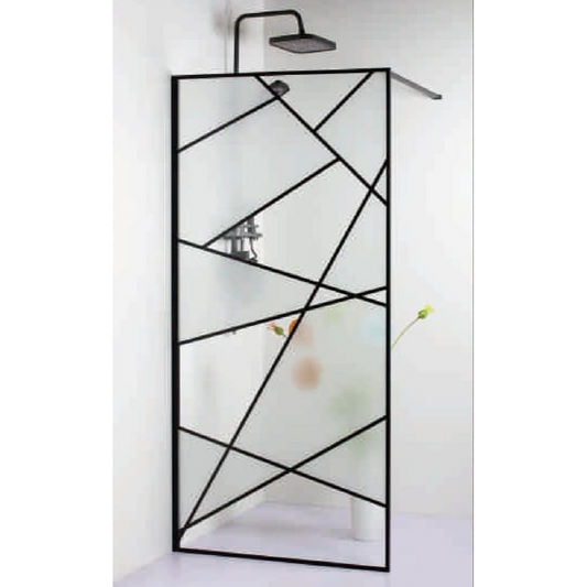 Paravan duș walk-in, sticlă securizată 8 mm, Laser Black 900x1900