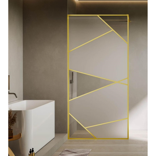 Paravan duș walk-in, sticlă securizată 8 mm, Laser Gold 900x1900