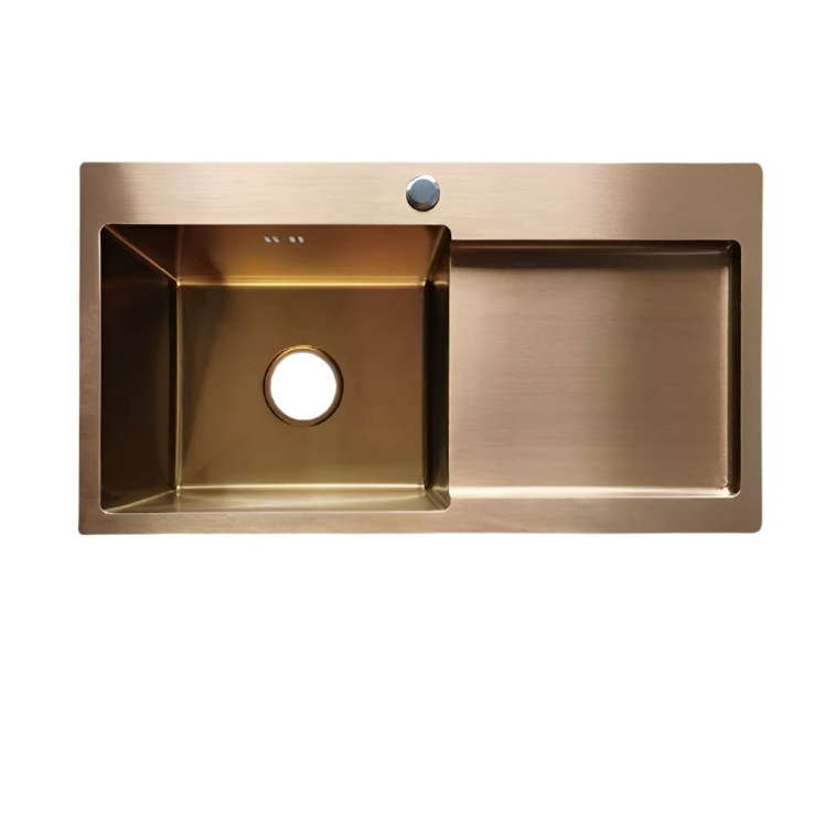 Chiuveta bucatarie inox auriu, handmade, dimensiuni 80x50 cm, cuva spatioasa, finisaj auriu mat satinat.