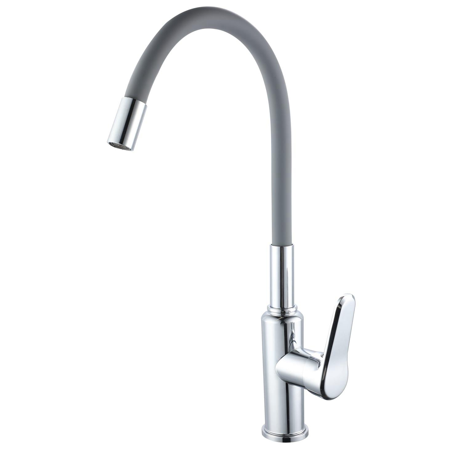 Baterie de bucatarie cu gat flexibil din silicon Gri, design tip lebada, pentru utilizare rezidentiala.