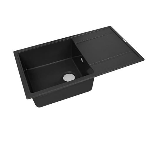 Chiuvetă compozit Aura 75 (43x75), crem/negru/gri, sifon inclus