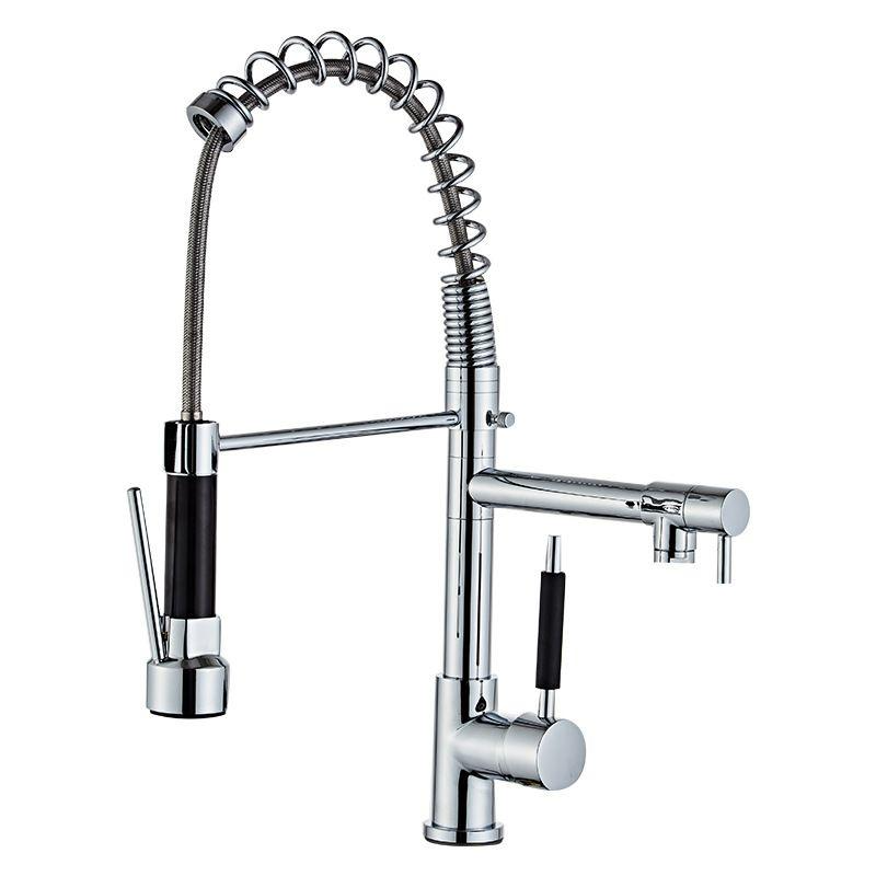 Baterie bucatarie cu arc F19, cu dublu sistem de alimentare, design modern si functional pentru spatii tehnice.