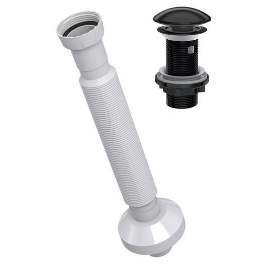 Sifon lavoar 220138 negru cu PP, clic-clac, cap ceramic
