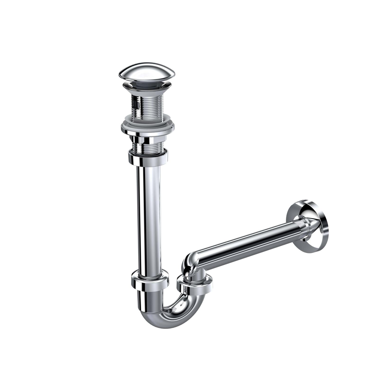 Sifon lavoar 220493 crom cu PP, clic-clac, cap inox, 250–250 Material: Alamă sanitară, inox