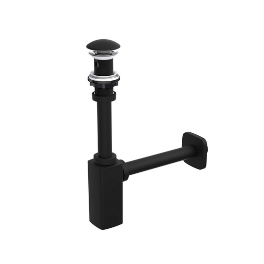 Sifon lavoar 220464 negru cu PP, clic-clac, cap ceramic, 300 mm
