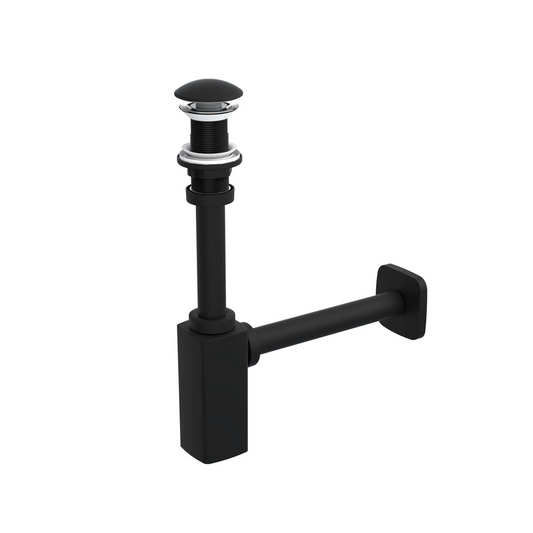 Sifon lavoar 220463 negru fără PP, clic-clac, cap ceramic, 300 mm