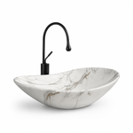 Lavoar baie oval pe blat design marmura alb 8060M