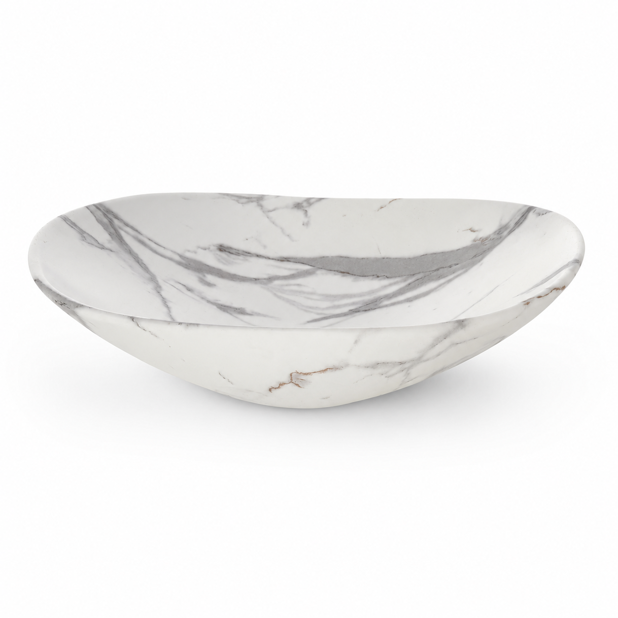 Lavoar baie oval pe blat design marmura alb 8060M