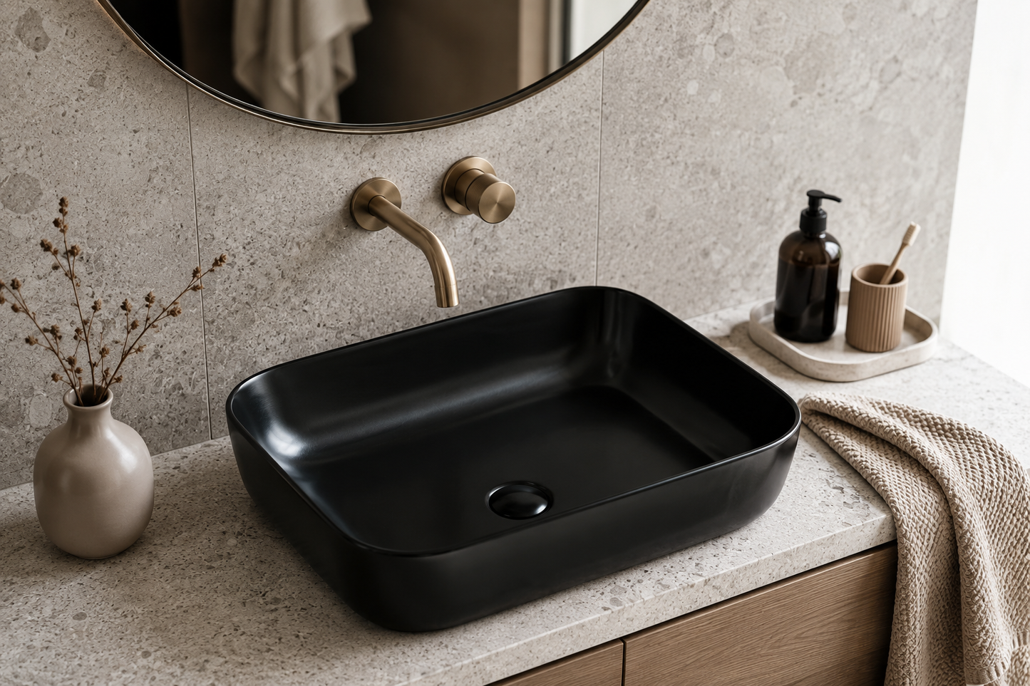 Lavoar pe blat negru mat 8509BM