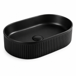 Lavoar pe blat negru mat riflat, ceramica sanitara, oval, fara orificiu pentru baterie