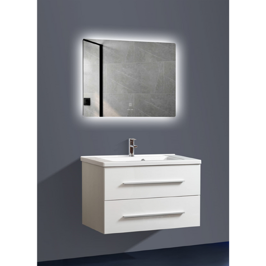 Mobilier Efes (WB-BC201) 80 cm oglindă cu LED, lavoar compozit inclus, MDF total