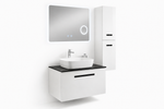 Set Mobilier Baie Troia 80 cm oglinda cu LED, dezaburire si lupa, lavoar ceramic, blat compozit, soldat inclus, MDF total (WB-BC202)