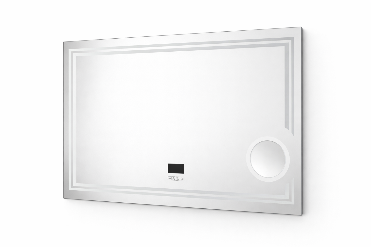 Oglinda LED 75x100 functie dezaburire, ceas, termometru, Bluetooth, boxe