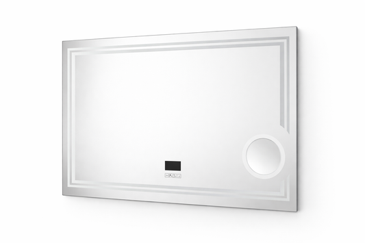 Oglinda LED 75x100 functie dezaburire, ceas, termometru, Bluetooth, boxe
