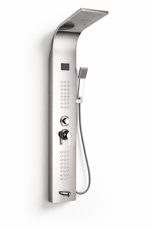 Panel de dus cu hidromasaj din inox si functii multiple – finisaj crom lucios / negru mat / auriu metalic