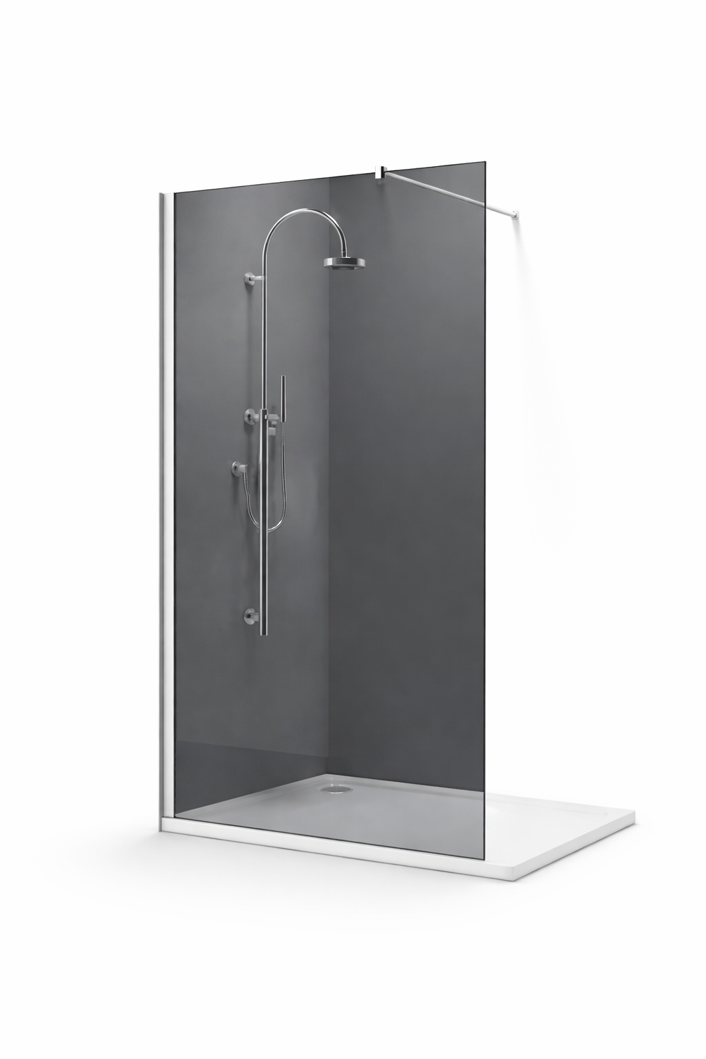 Paravan de dus Walk-In sticla securizata fumurie 8 mm, 100x190 cm