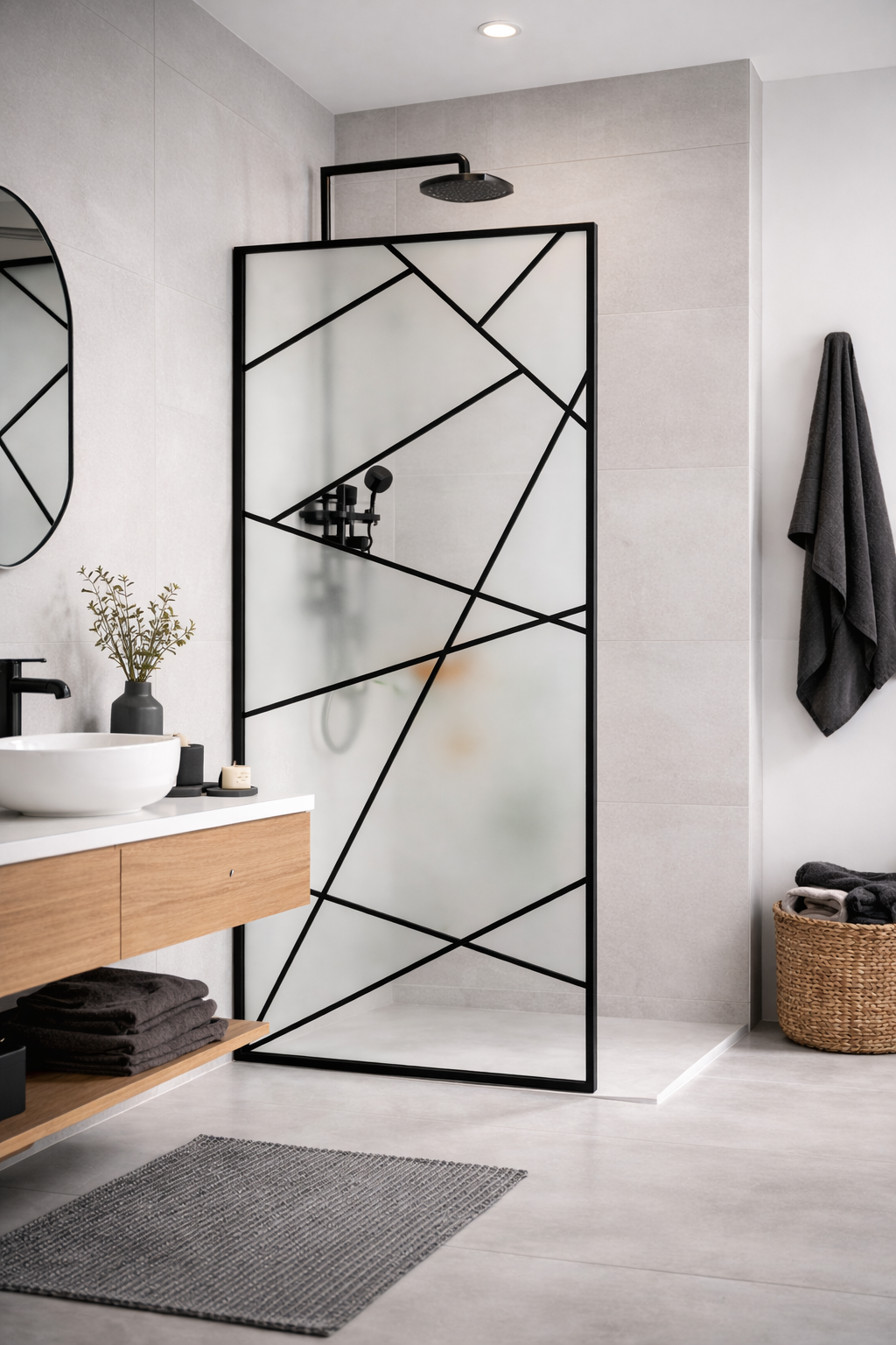 Paravan dus walk-in sticla securizata 8 mm Laser Black 90x190
