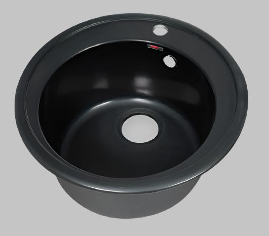 Chiuvetă compozit Atlas 51 (Q51) rotundă, crem/negru/gri, sifon inclus