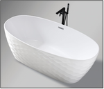 Cada baie freestanding Toscana alba este un model cu suprafata exterioara in relief tip diamant