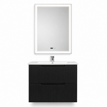 Set mobilier baie suspendat 60 cm Nero, design modern, MDF, oglindă LED