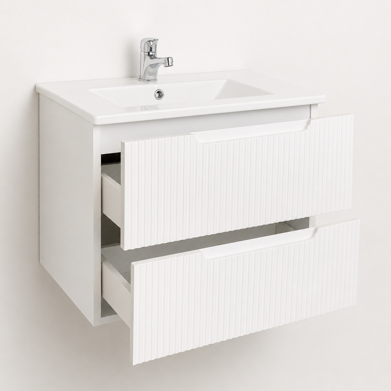 dulap baie suspendat alb cu sertare pentru mobilier baie Riflat Bianco