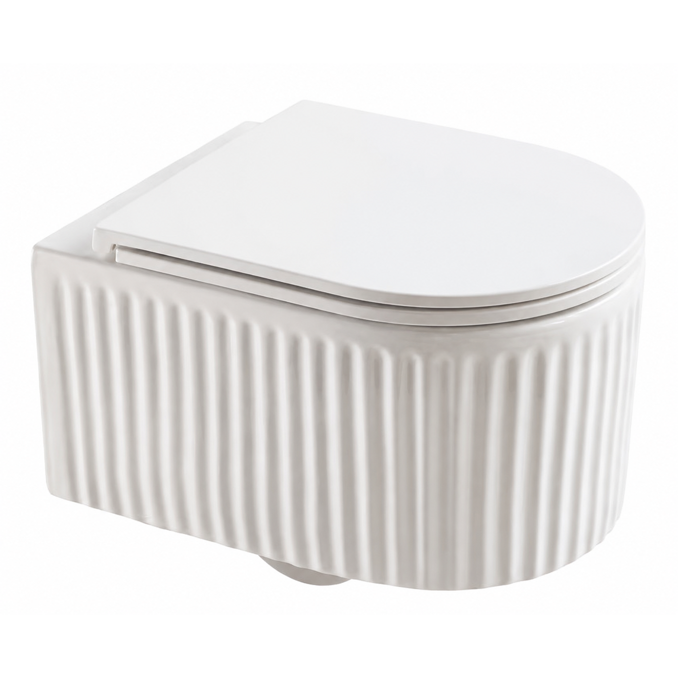 Vas WC suspendat alb lucios riflat, capac slim soft-close