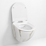 Vas WC suspendat marmorat alb, cu design sofisticat