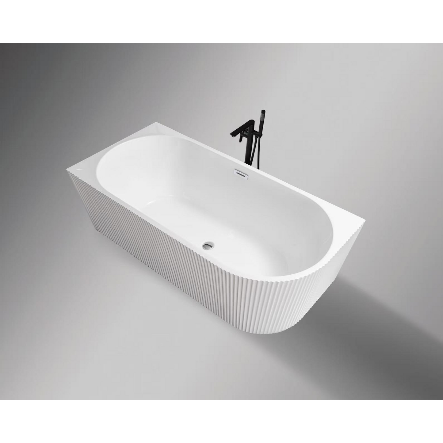 cada baie freestanding Riflat, alb, Stânga & Dreapta