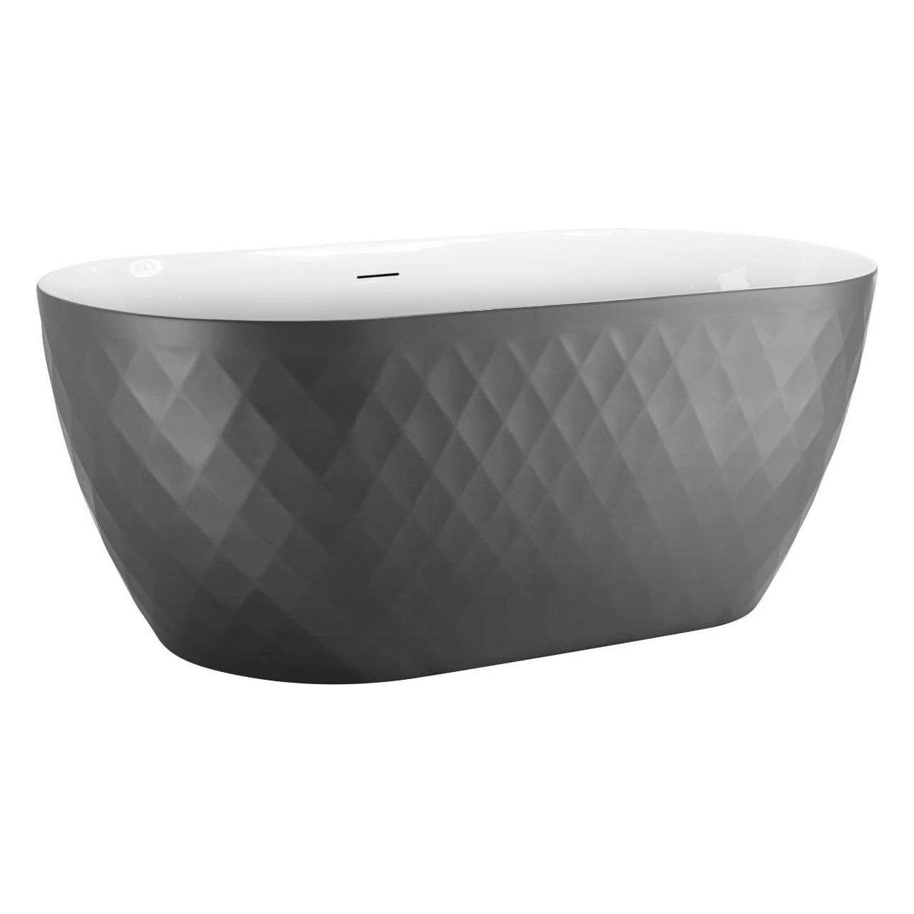 Cada baie freestanding Toscana Gri este un model cu suprafata exterioara in relief tip diamant, finisaje: gri lucios.