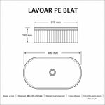 Lavoar pe blat alb riflat, ceramica sanitara, oval, fara orificiu pentru baterie
