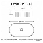 Lavoar pe blat negru mat riflat, ceramica sanitara, oval, fara orificiu pentru baterie